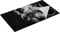 Chefcare Inductie Beschermer Grijze Wolvenkop - Wolf - Zwart Wit - 95x55 cm - Inductie Mat