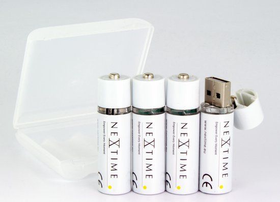 Nextime Oplaadbare AA USB Batterijen - 4 stuks - 1200 mAh