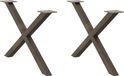 Pieds de table basse 2 pièces en forme de X 70x(42-43) cm acier naturel