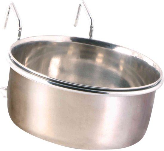 Trixie Voerbak met houder om op te hangen rvs - 600 ML 12 CM - Zilver