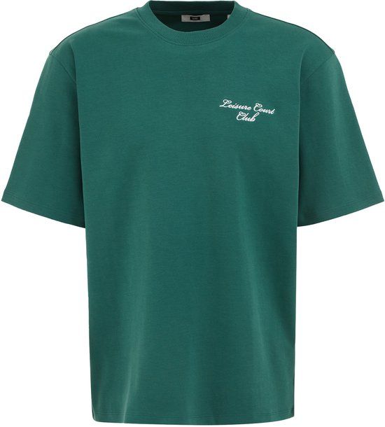 WE Fashion Heren loose-fit heavyweight T-shirt met embroidery en print