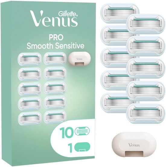 Gillette Venus Pro Smooth Sensitive - 10 Scheermesjes Voor Gevoelige Huid + Scheermes etui