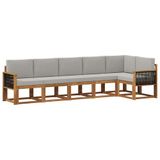 vidaXL Buiten bankenset 6 st Naturel en lichtgrijs Polyester