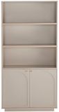Vente-unique Boekenkast met 2 deuren en 3 nissen - Beige en goud VALONIRO
