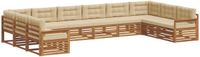 vidaXL Sofa-Sets 4 stuks Natuurlijk en Beige Massief Acacia Hout