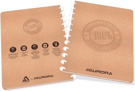 Adoc BIO A4 Ruled Notebook - 5x5mm - 144 Pages - Kraft - Brown