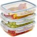 Ibenzoa® Rectangulaire Boîtes de conservation alimentaire Lot de 3 avec couvercle hermétique et fermetures de sécurité