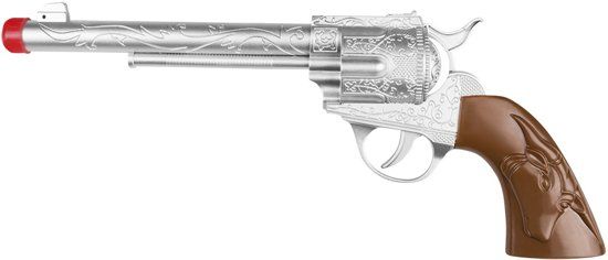 Boland Zilverkleurig cowboy pistool met geluid - Verkleedattribuut
