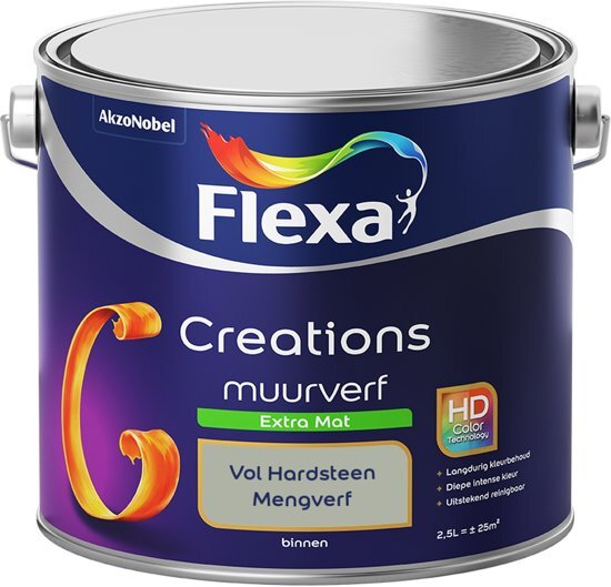 FLEXA Creations Muurverf - Extra Mat - Mengkleuren Collectie - Vol Hardsteen - 2,5 liter