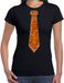 Bellatio Decorations Verkleed shirt dames - stropdas paillet oranje - zwart - carnaval - foute party XL