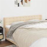 vidaXL Tête de Lit avec Oreilles Meuble de Chambre à Coucher Accessoire de Lit Double Tête de Cadre de Lit Intérieur Crème 163x16x78/88 cm Tissu