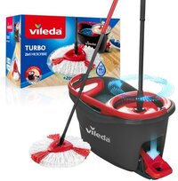 Vileda Turbo 2in1 Mopset - Met pedaal - Microvezel - Rood/Zwart