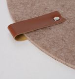Boltze Home Placemat rond vilt met leer D38cm