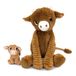 LES DÉGLINGOS Les PTIPOTOS by Pluche Maman Baby – zeer zacht – cadeau voor geboorte – Hindoe, koe, mama & baby, CASSONNADE – 24 cm, bruin