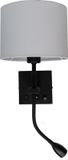 Merkloos Artdelight Wandlamp Quad Zwart Incl. Kap Off-white USB Flex LED 3W 2700K E27
