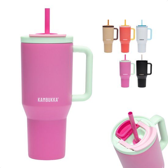 Kambukka Rio - Tumbler 950ml - Bubblegum Mint waterfles met Telescopisch rietje
