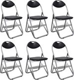 vidaXL - Opklapbare stoelen - 6 stuks - Zwart - Kunstleer en Staal