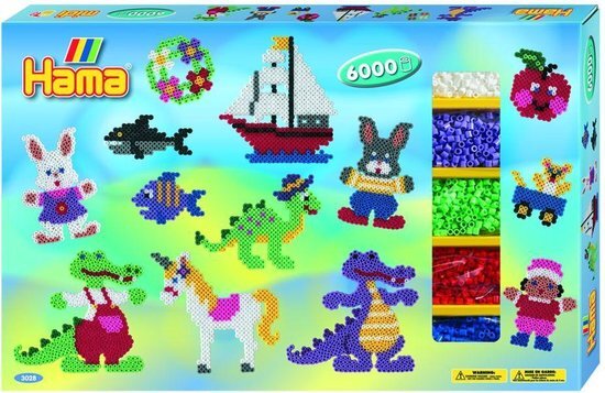 Hama 3028 Allround, geschenkverpakking, ca. 6000 strijkkralen en 3 pennenplaten.