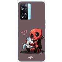 Maniacase Etui Oppo A57 4G Deadpool baby met eenhoorn
