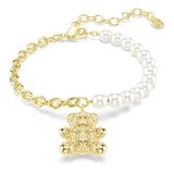 Swarovski Idyllia armband, Crystal Pearl, Ronde slijpvorm, Teddy, Goudkleurig, Goudkleurige toplaag