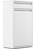 Klarstein Afvalbak met één compartiment 50L - Roestvrijstalen keukenafvalbak met lade, wandmontage en geurfilter, incl. bevestigingsmateriaal, wit