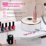 StarTech Elektrische nagelfrees voor gelnagels - 12-in-1 - 35.000 omwentelingen per minuut - Draadloos - 4.000 mAh-accu - Bitvergrendeling - LED-display