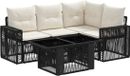 vidaXL - Tuinbank - Set - 5 - st - Zwart - en - Crème - Wit - poly - rattan