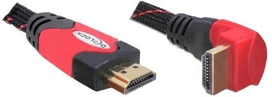 Delock 5m HDMI Kabel - Eenzijdig Haaks - Zwart/Rood