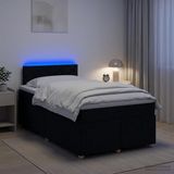 vidaXL Boxspringbed met matras, zwart, 120 x 190 cm, gestoffeerd