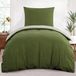 TRANKIELO® - Ensemble de literie 2 pièces 155 x 220 cm - Microfibre réversible - Housse de couette et taie d'oreiller vert olive/beige