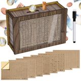 Alyvisun Houten Spaarpot met Stickers, Cash Spaarvarken 5000€ Herbruikbare Spaarbox met Teller Spaaruitdaging Spaarpot Muntgeldpot voor Kinderen en Volwassenen 500-10000€ Doel