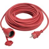 as - Schwabe Gummi-Verlängerungsleitung – 40 m Kabel mit Schutzkontaktwickelstecker, Schutzkontaktkupplung inkl. Schutzkappe ­– 230 V / 16 A Verlängerungskabel – IP44 – Made in Germany – Rot I 60374