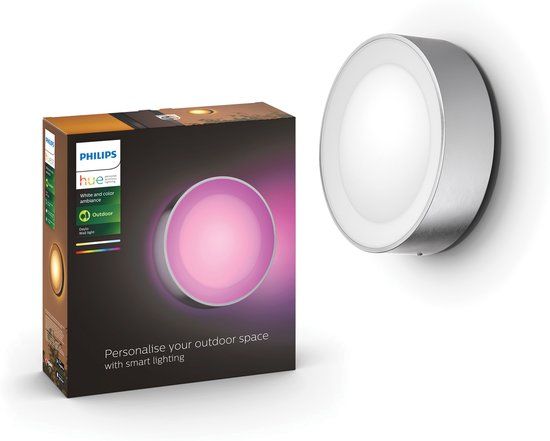 Philips Hue Daylo Muurlamp - RVS - Wit en Gekleurd Licht - 22cm - IP44