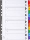 Exacompta 20x Tabbladen karton 160g - versterkte gekleurde tabs + indexblad - 12 tabs - A4 - Wit - 1112E