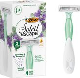 BIC Soleil Escape Dames Wegwerp Scheermesjes voor Vrouwen Scheren - 3 Scheerbladen - Scheermes met Geparfumeerde greep - Lavendel en Eucalyptus - 4 Stuks