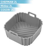 OrangeCart B.V. Ensemble gris de 4 tapis de friteuse à air en silicone, réutilisable, antiadhésif, lavable au lave-vaisselle, convient pour CHEFMAN 2L/Midea 2L/COSORI 2L