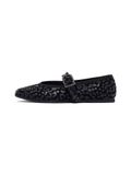 DERIMOD Ballerina Shoes Suede Leather Ballerina Shoes Black Size 37
