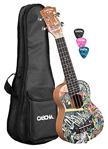 Cascha Art Series Sopraan Ukelele Urban - Design Solid Top Ukelele met tas en 3 plectrums