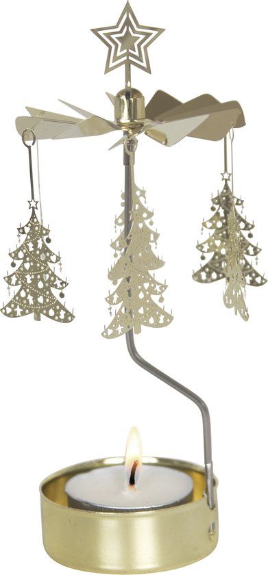 Pluto Produkter Rotary Candle Gold Christmas Tree - 6.5cm Diameter