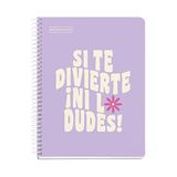 Miquelrius - Notebook Berichtenboek, A5, 100 vellen, 7mm lijnen, 90g papier, hard karton, lavendel