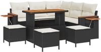 vidaXL Tuinbank Set 9-delig Zwart en Crème