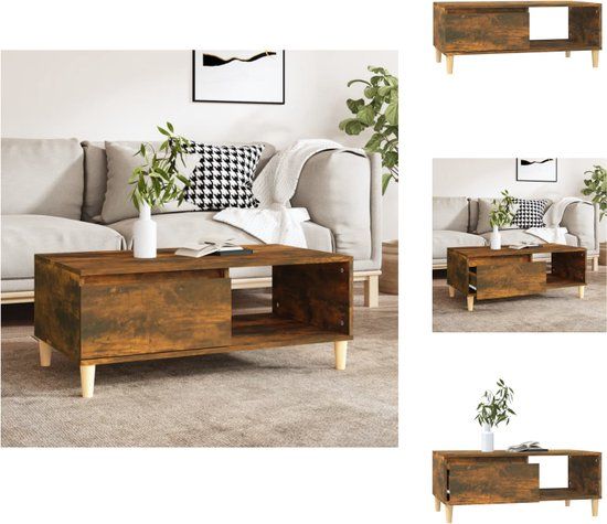 vidaXL Salontafel 90x50x36,5 cm bewerkt hout gerookt eikenkleurig