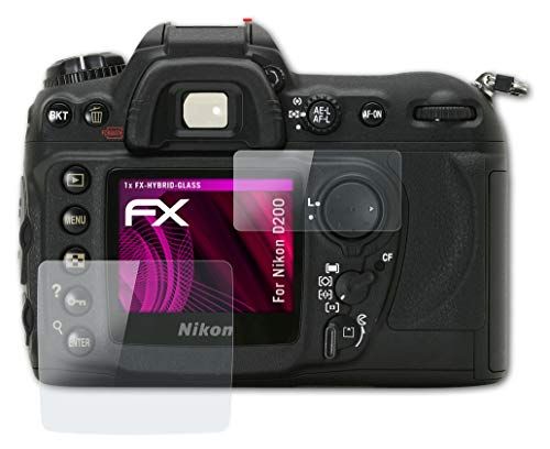 atFoliX Kunststof Gepantserde Glasfolie compatibel met Nikon D200 Glasfolie, 9H Hybrid-Glass FX Gepantserd Glas van Kunststof (Set van 1)