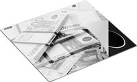 Chefcare Inductie Beschermer Euro Geld Briefjes - Zwart Wit - 57,6x51,6 cm