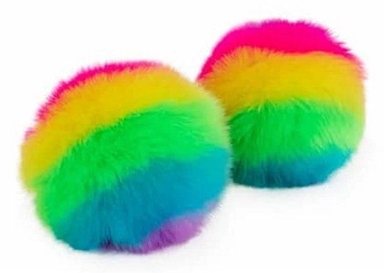 Trendhaus Fluffy regenboog stressbal - Speelbal - Soft density - Ø 7 cm - Multicolor