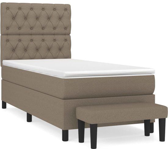 vidaXL Boxspring met matras stof taupe 80x200 cm