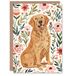 Artery8 Happy Golden Retriever and Pink Flowers Dog Lover For Her Woman Birthday Card