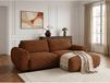 LUCIEN Canapé d'angle compact convertible coffre gros côtelé doux