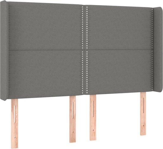 vidaXL Hoofdeind & Voeteind Donkergrijs 147x16x118/128 cm Stof