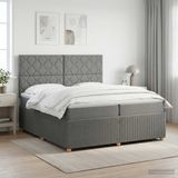 vidaXL Boxspringbed met matras Donkergrijs 200 x 200 cm Stof